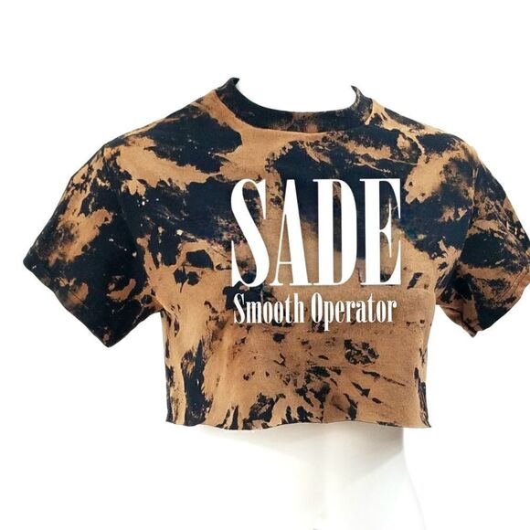 SADE Smooth Operator Acid Washed Cropped Crop Top Band Tee Rock Tee R&B Soul Rap - Picture 2 of 5